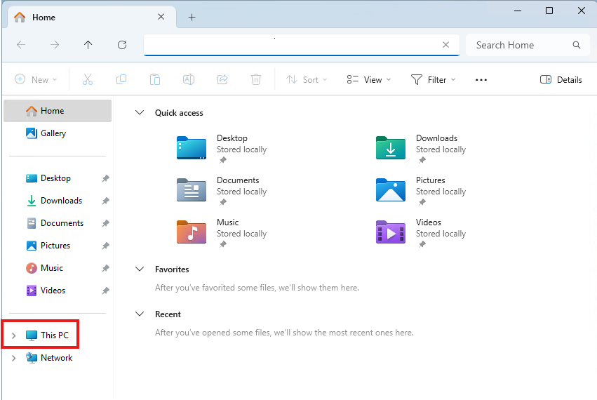 Navigate to This PC