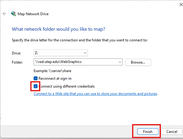 Connect using different credentials